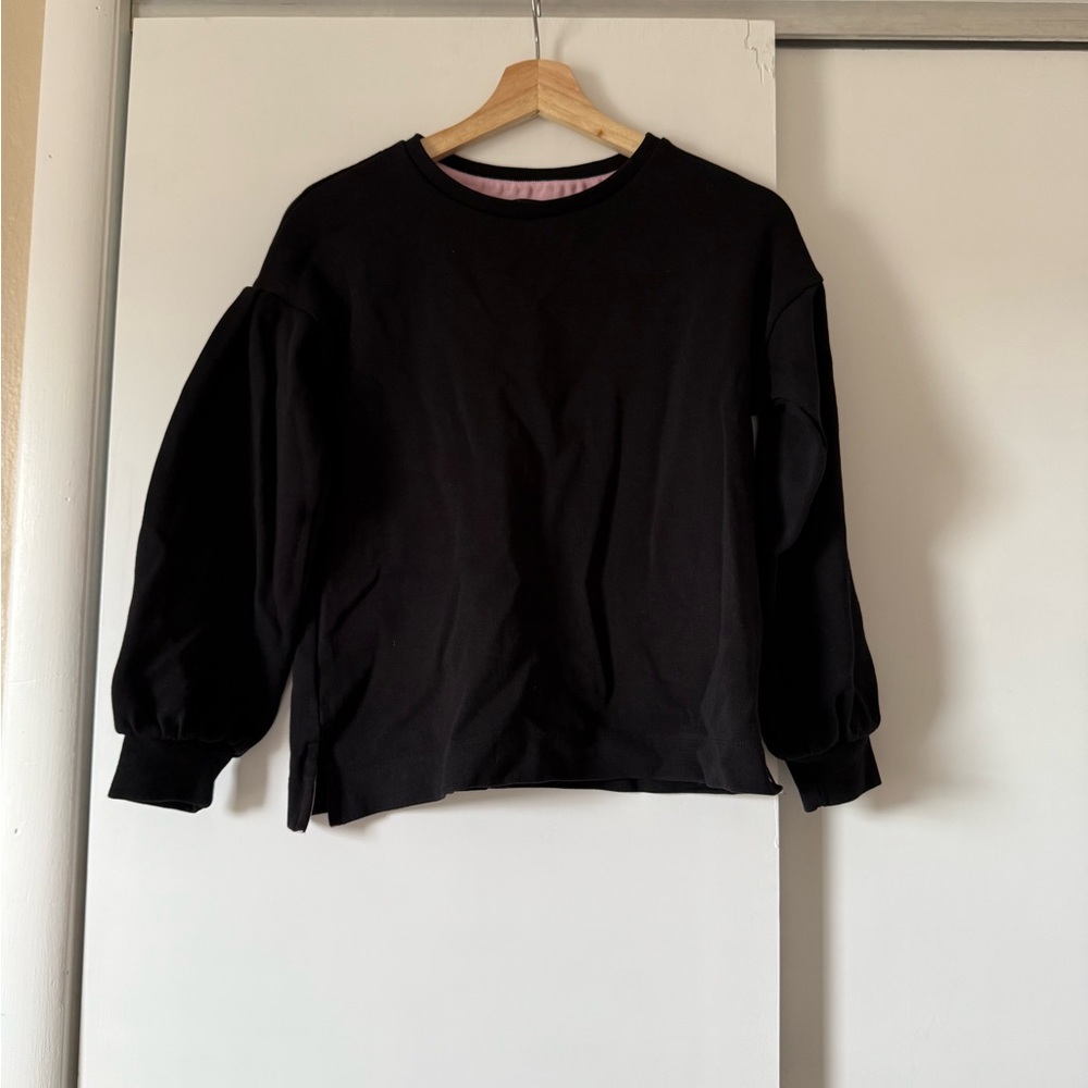 Ann Taylor Bubble Sleeve Black Sweatshirt